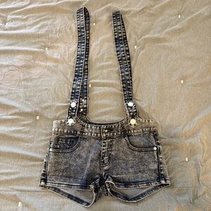 Denim Suspender Shorts